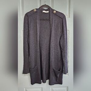 St. John separates, black knitted cardigan gold buttons, women's size medium